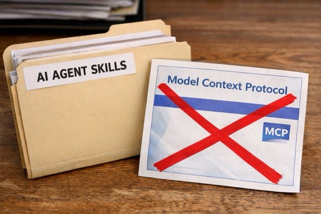 Image showing an agent skills folder and an X through MCP